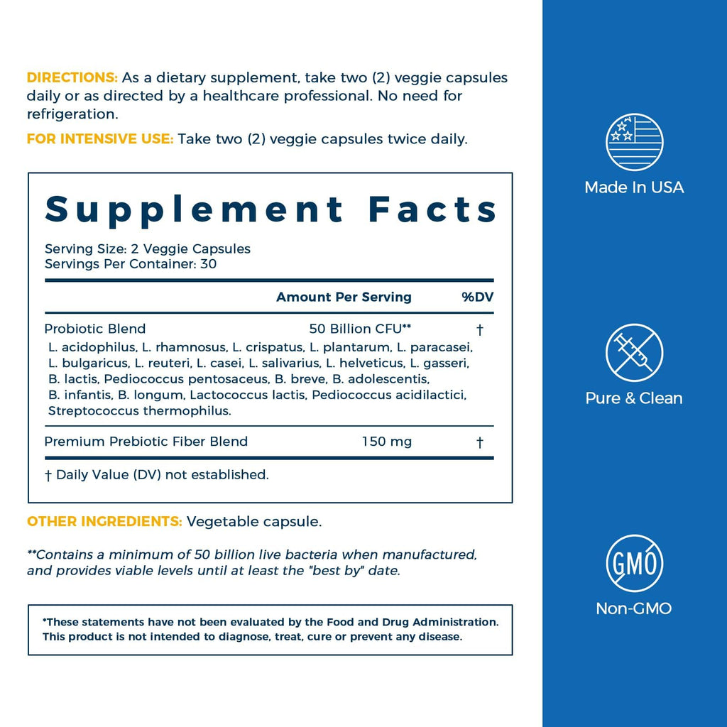 NewRhythm Probiotics 50 Billion CFU 20 Strains, 60 Veggie Capsules, Targeted Release Technology, Stomach Acid Resistant