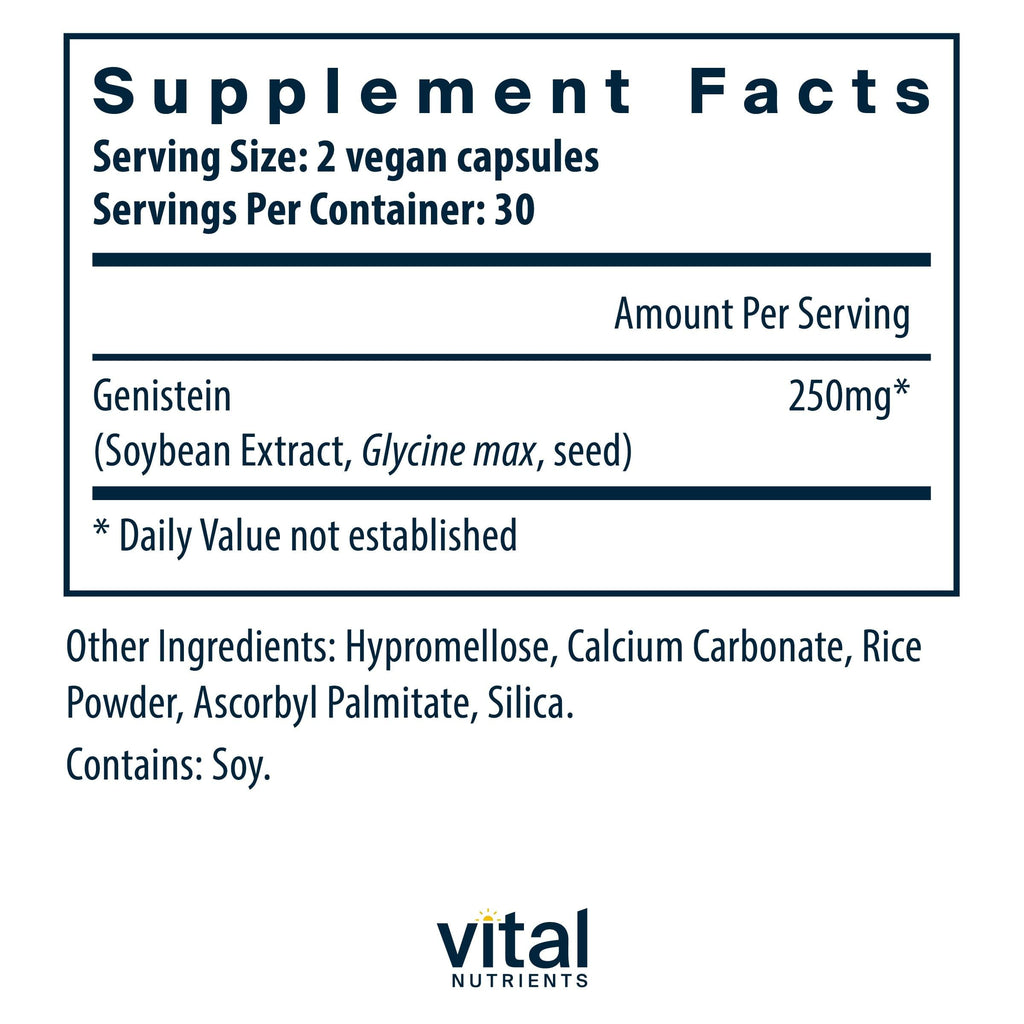 Vital Nutrients Genistein - Easily Absorbed Isoflavones for Bone Health Support* - Vegan Supplement - Gluten and Dairy Free - Non-GMO - 60 Capsules Vital NutrientsBuy Supplements Australia