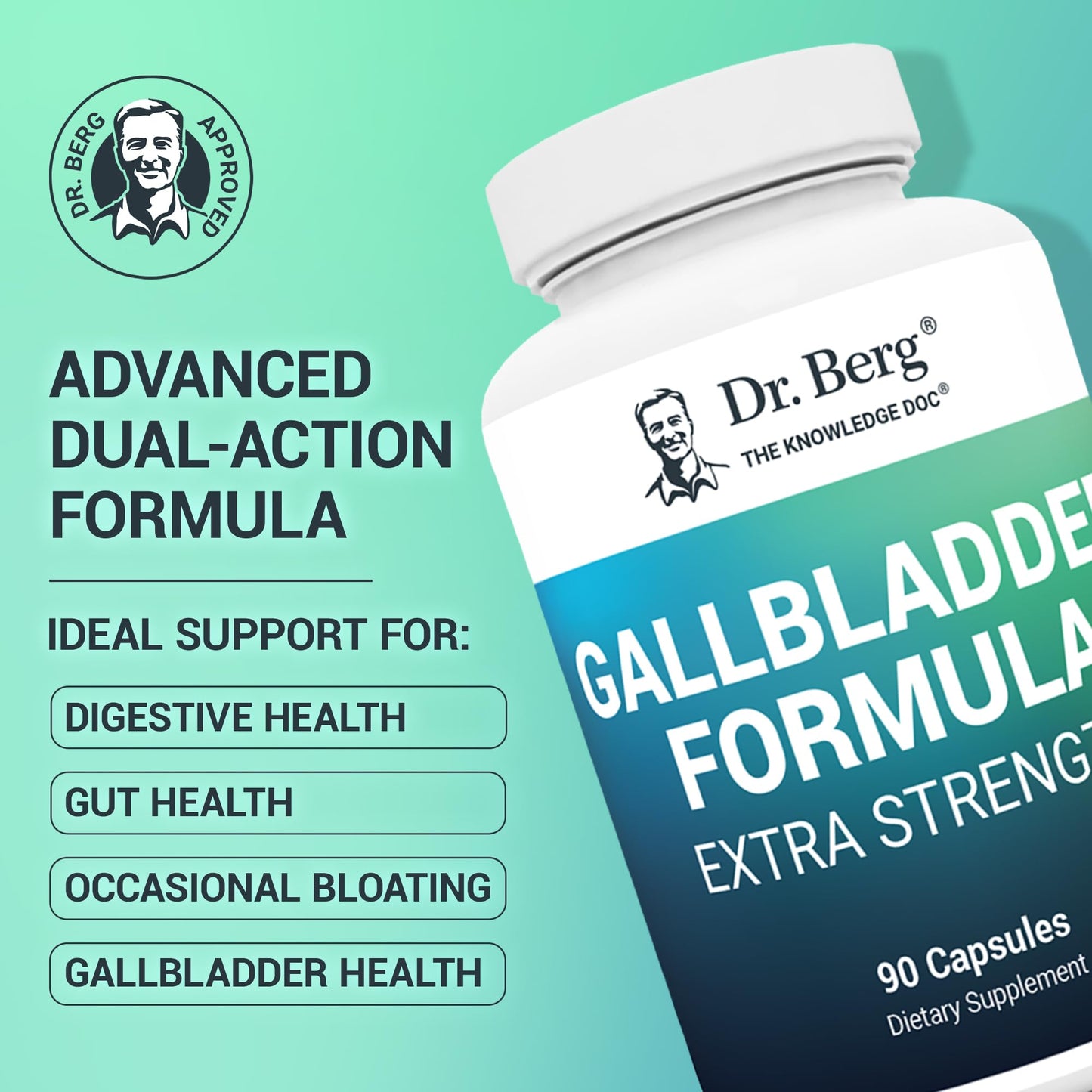 Dr. Berg Gallbladder Formula Extra Strength - with Ox Bile Powder and Conjugated Bile Acid - Digestive Enzymes Proprietary Blend - Full 45-Day Supply - 90 Vegetable Capsules Dr. Berg NutritionalsBuy Supplements Australia