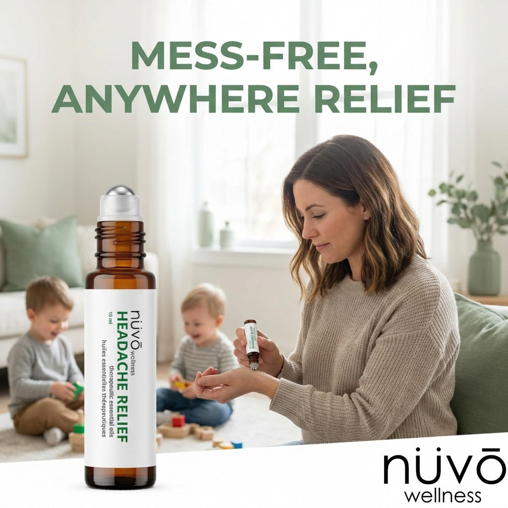 Migraine Relief Roll-On, Made with Peppermint, Lavender, Eucalyptus, & Other Aromatherapy Essential Oils, for Headaches, and Sore Muscles NUVO WELLNESSBuy Supplements Australia