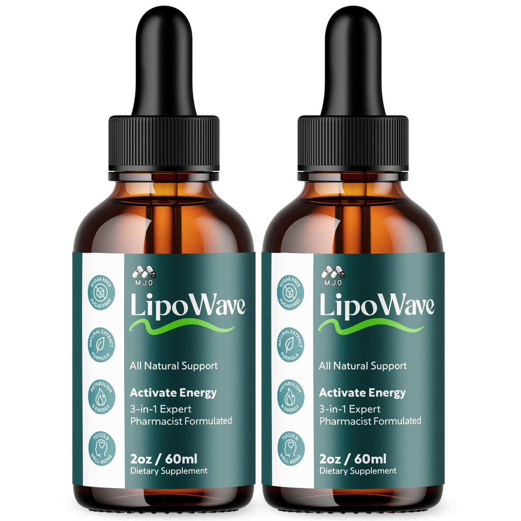 Two bottles of LipoWave dietary supplements on a white background
