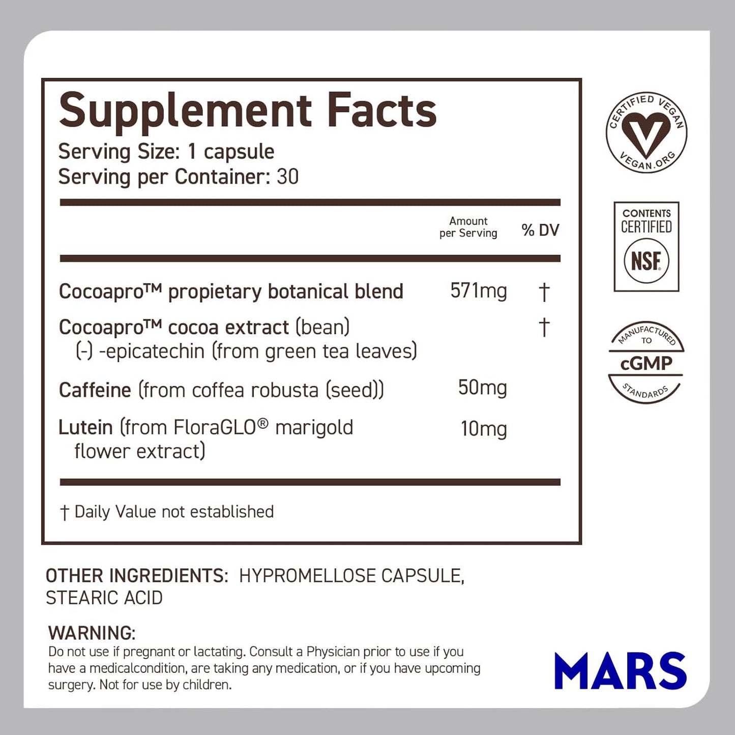 CocoaVia Memory & Focus Brain Supplement, 90 Day, Cocoa Flavanol Blend, Lutein, Added Caffeine for Boost. Improve Cognitive Function, Attention, Vegan & Plant Based, 90 Capsules CocoaViaBuy Supplements Australia