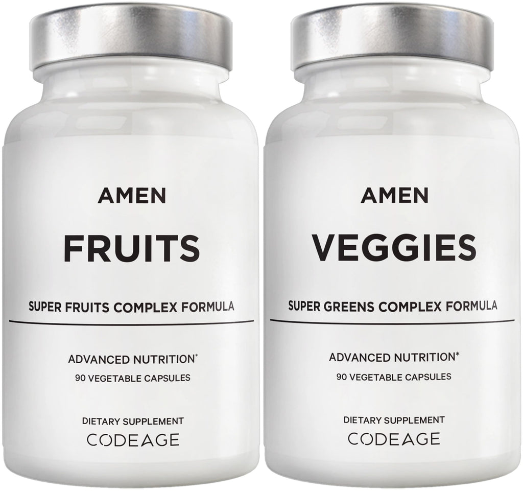 Amen Fruits + Veggies Vitamins Bundle, Raw Whole Food Multivitamin Capsules, Greens Vegetables, Red Fruits & Berries Vegan Blend, Fibers + Phytonutrients Superfood Minerals Supplement, Non-GMO, 180 ct AmenBuy Supplements Australia