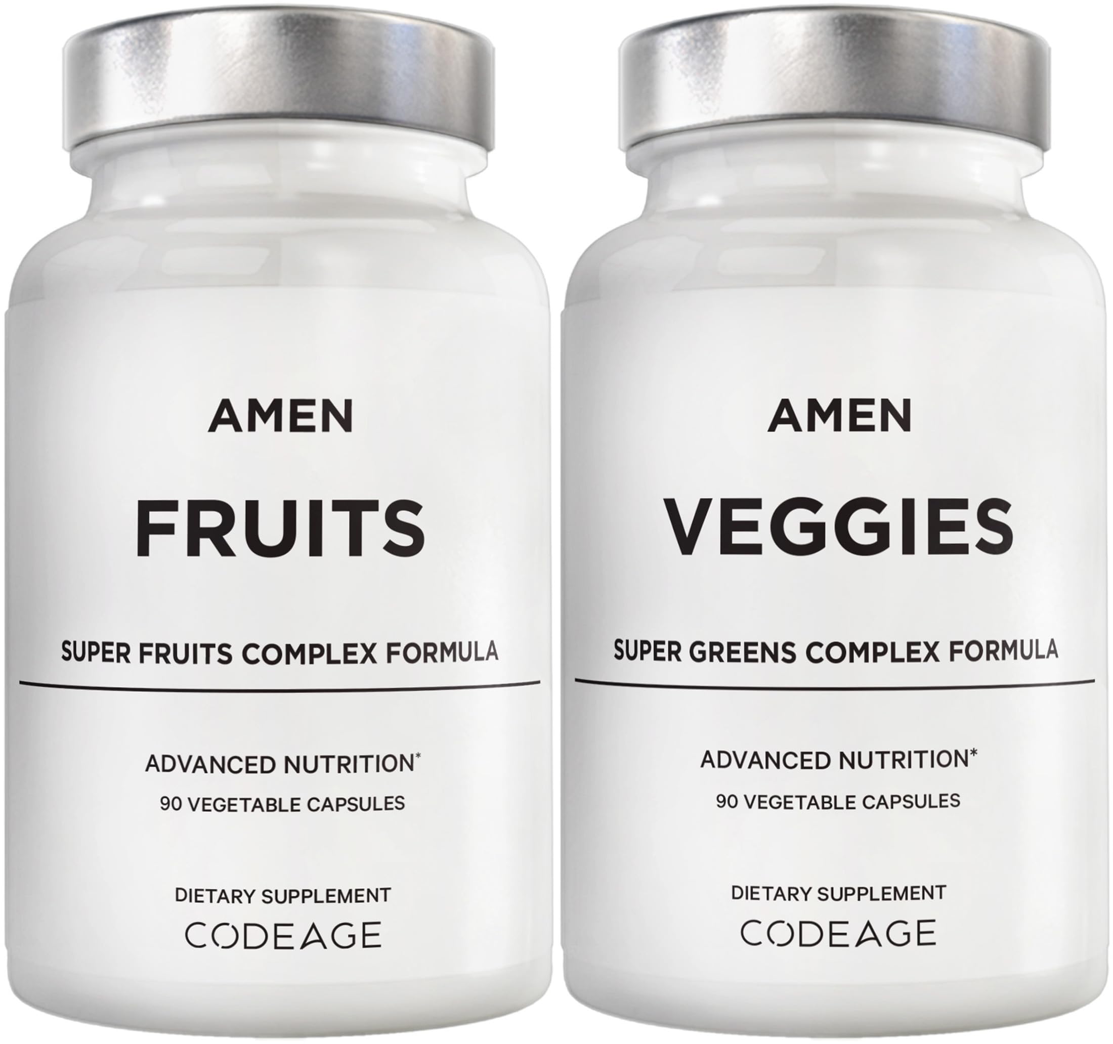 Amen Fruits + Veggies Vitamins Bundle, Raw Whole Food Multivitamin Capsules, Greens Vegetables, Red Fruits & Berries Vegan Blend, Fibers + Phytonutrients Superfood Minerals Supplement, Non-GMO, 180 ct AmenBuy Supplements Australia