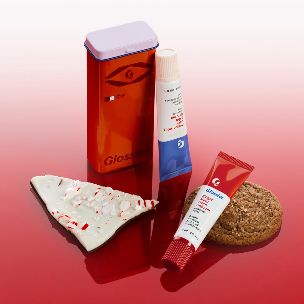 Glossier Balm Dotcom Hydrating Lip Balm Duo - Peppermint Bark & Ginger Snap - Lanolin, Beeswax & Castor Oil for Dry Lips - Nourishing Lip Care Gift Set, 2 x 15ml GlossierBuy Supplements Australia