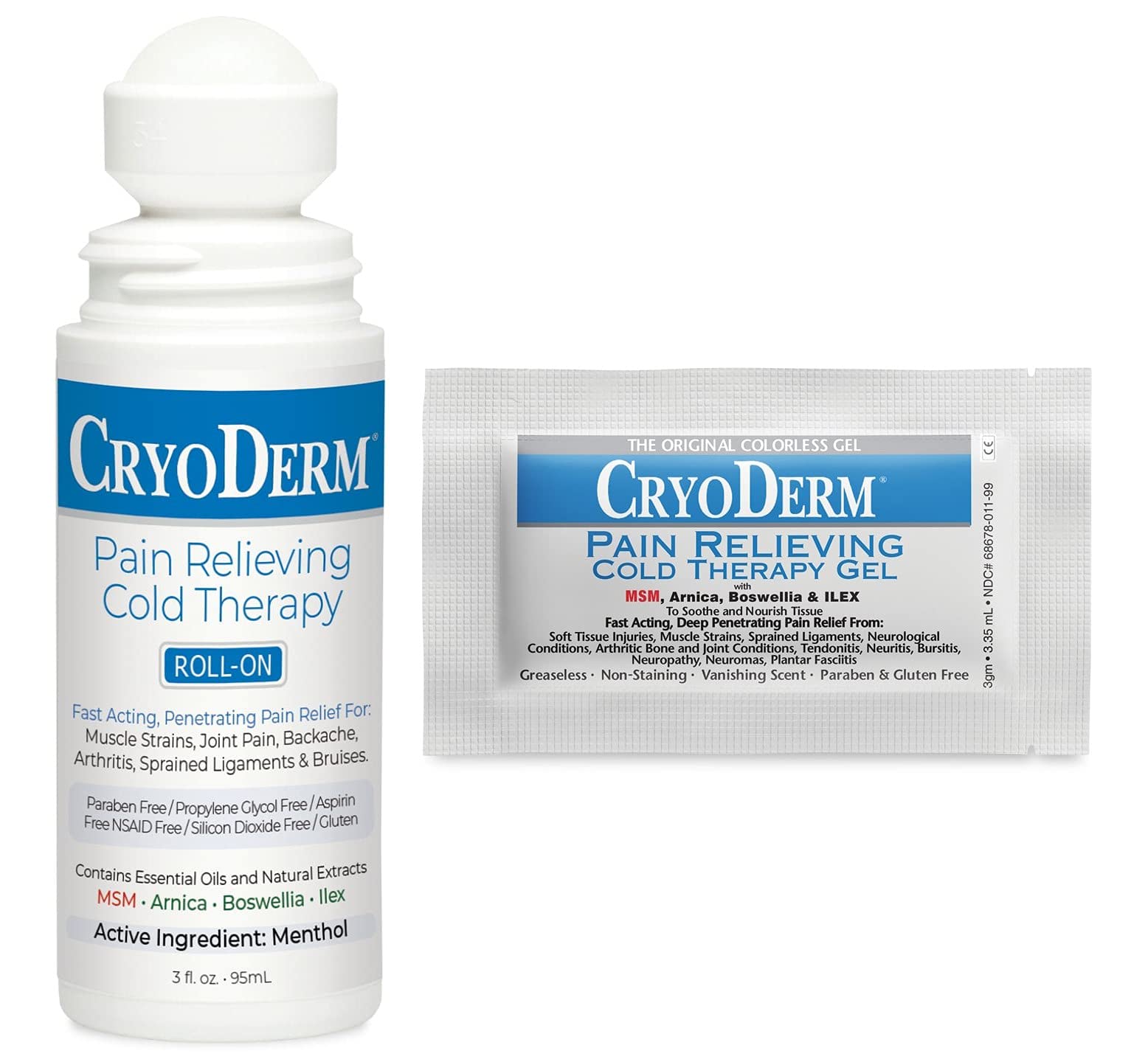 Combo Package Cold Therapy 3 oz Roll-On & 12 Packets CryoDermBuy Supplements Australia