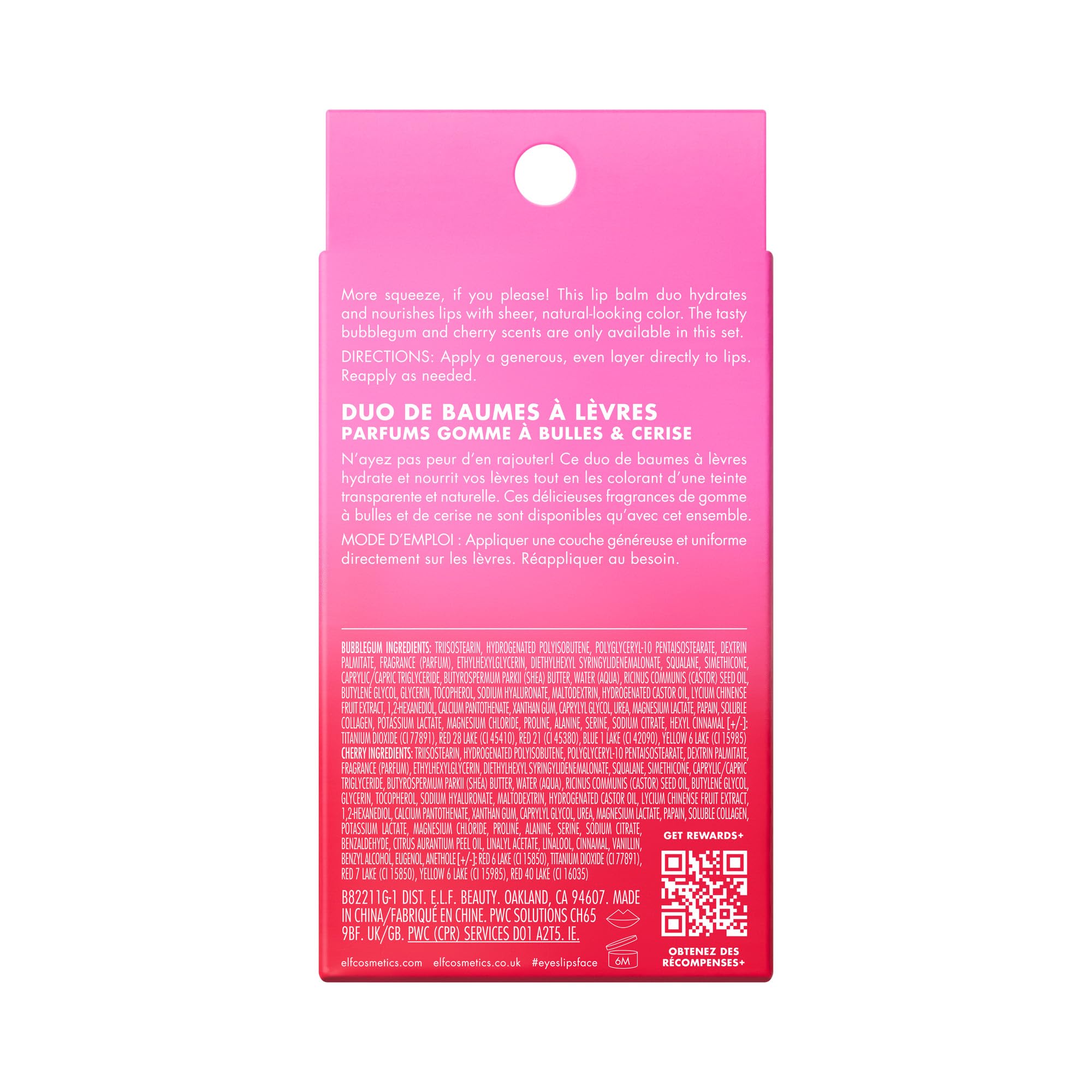 e.l.f. Squeeze Me More Lip Balm Duo, Moisturizing Balm For A Sheer Tint Of Color, Made With Hyaluronic Acid, Vegan & Cruelty-Free, Cherry & Bubblegum e.l.f.Buy Supplements Australia