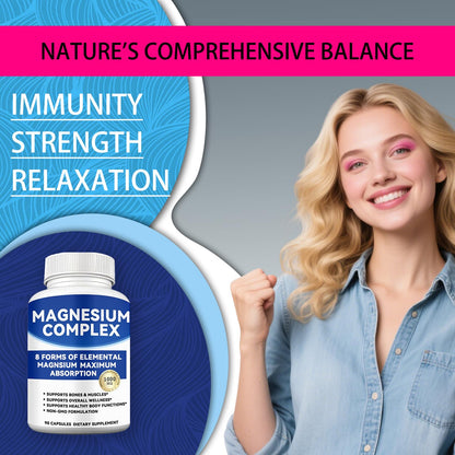 Magnesium Complex 1000mg with 8 Forms – Glycinate, Citrate, Malate, Taurate for Absorption – Supports Bone, Muscle, Energy & Recovery – Vegan, Non-GMO, 90 Capsules (1) alzclipp buy supplements Au
