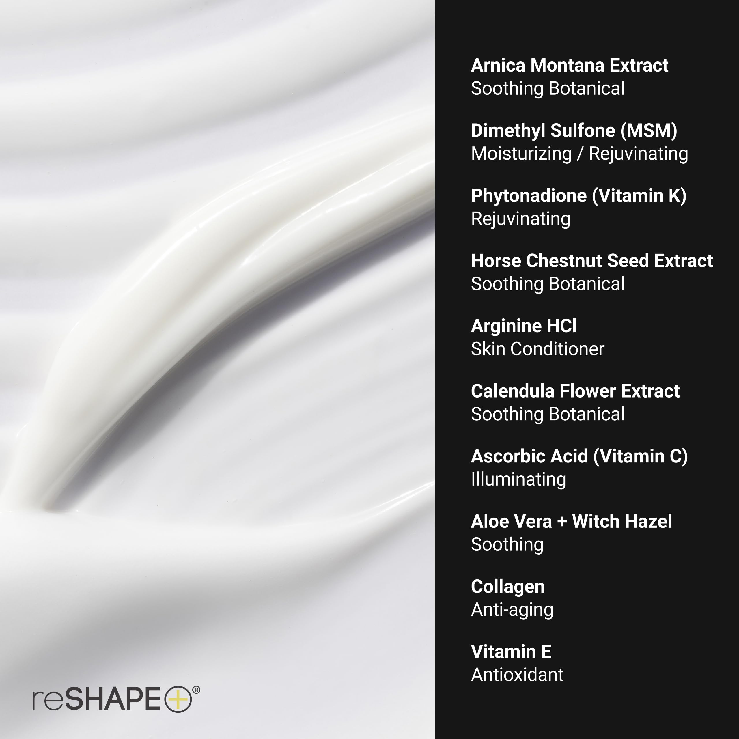 Reshape+ Arnica Bruise Relief Topical Cream For Bruising, Swelling, & Discoloration On Skin, Natural Skin Care Homeopathic Arnica Lotion W/Vitamin K, Horse Chestnut, & Collagen, Large 8 Fl Oz Reshape+Buy Supplements Australia