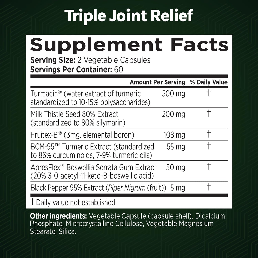 GREEN VALLEY NATURALS Triple Joint Relief Gold – Joint Support Supplement with Turmeric (Turmacin®, BCM-95®), Boswellia (AprèsFlex®) & Boron – Supports Mobility & Flexibility – 120 Capsules GREEN VALLEY NATURALSBuy Supplements Australia
