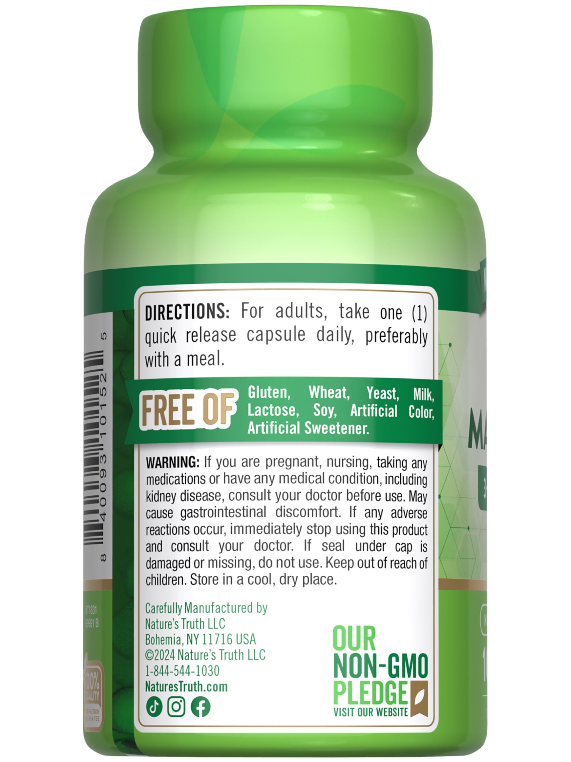 Nature's Truth Triple Magnesium Complex Supplement | 100 Capsules | 420 mg Magnesium Oxide, Citrate & Aspartate | Non-GMO & Gluten Free Nature's Truth buy supplements Au