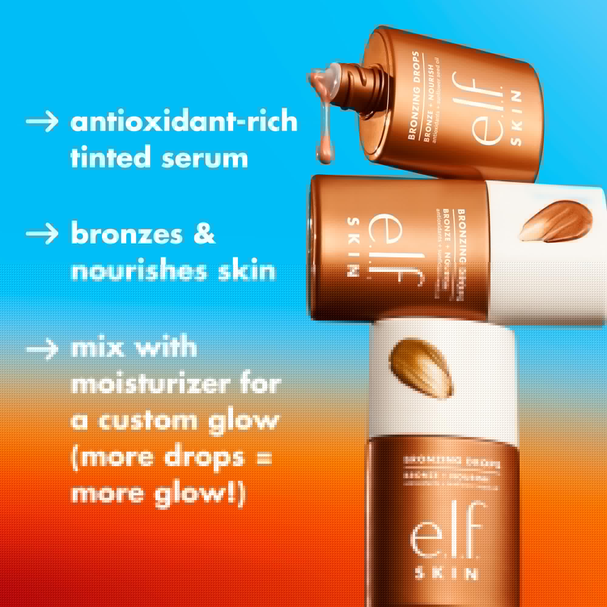 e.l.f. SKIN Bronzing Drops, Liquid Bronzer For Face & Skin, Creates A Sun-Kissed Glow, Infused With Vitamin E, Vegan & Cruelty-Free, Pure Gold e.l.f.Buy Supplements Australia