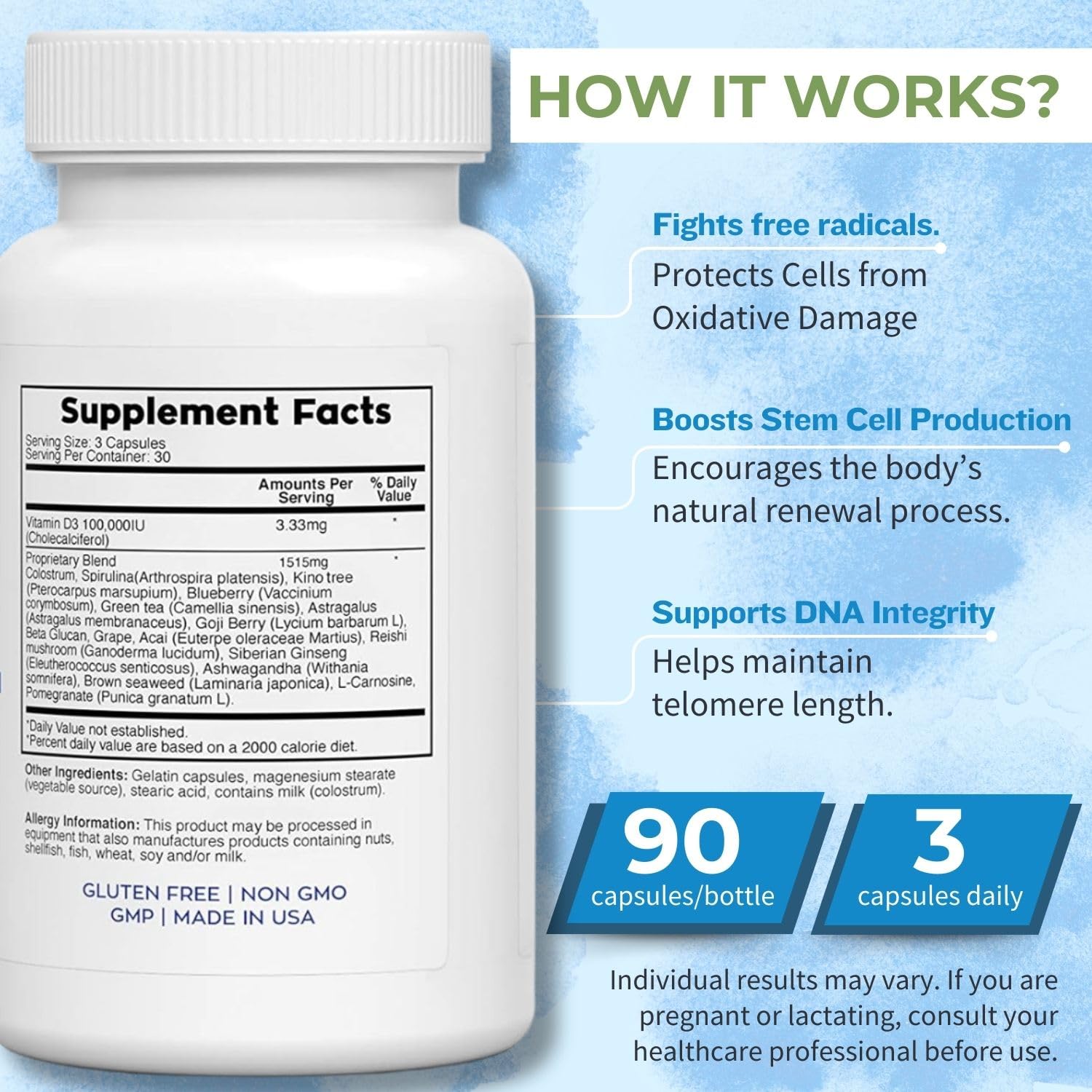 NuVi Global Stemforte Plus Stem Cell and Telomere Supplements – Cell Regeneration, Cell Growth & Telomere Support for Healthy Aging & Cellular Health – 90 Capsules for Men & Women NuVi Global buy supplements Au