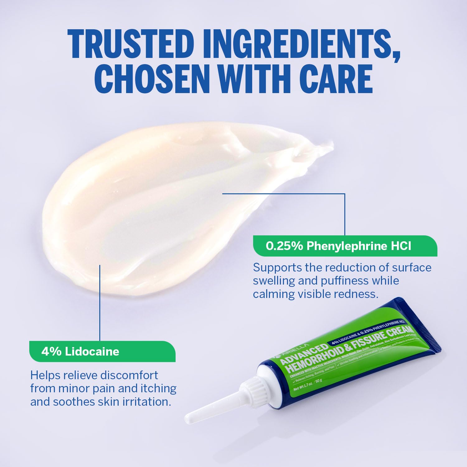 Hemorrhoid Treatment Fissure Lidocaine Cream: Advanced Numbing Ointment with Phenylephrine HCI - Fast Acting Natural Strength Soothing Relief of Pain Swelling Discomfort Itching (1.7 Oz, Witch Hazel) AriellaBuy Supplements Australia