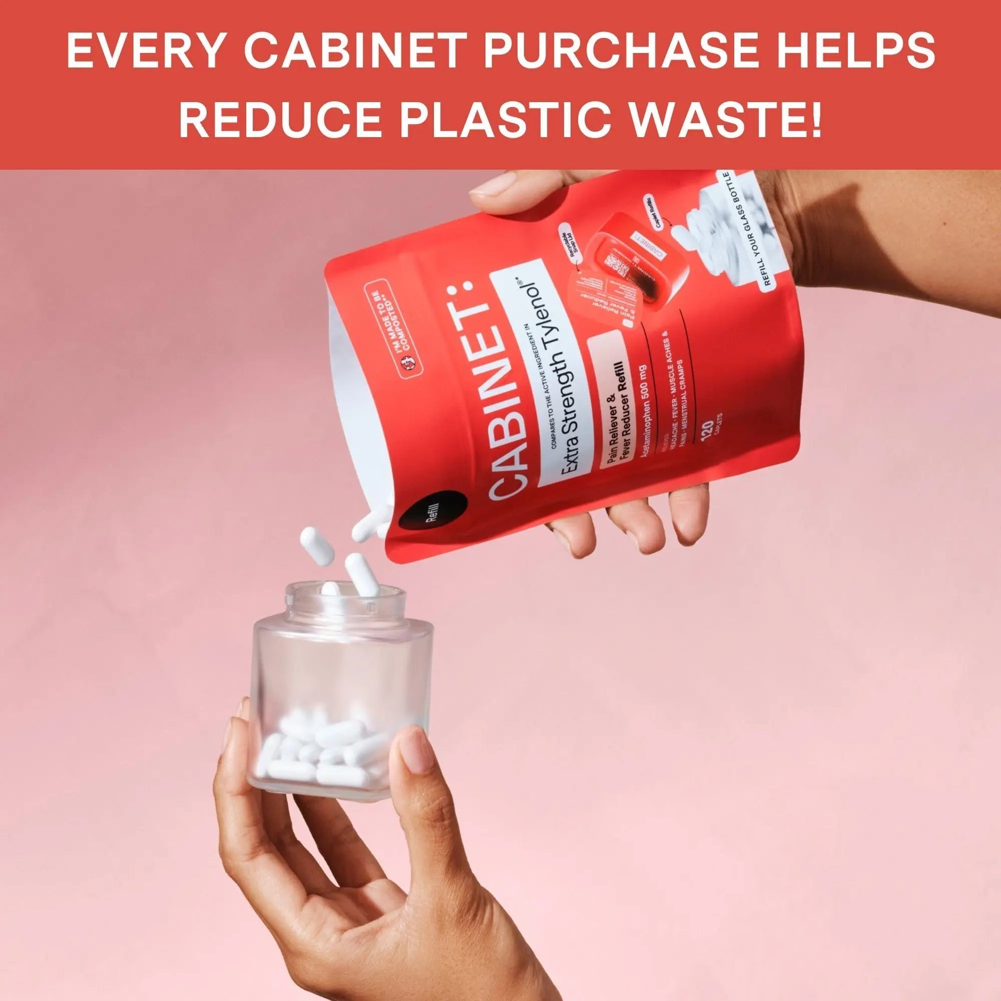 Cabinet: 500mg Acetaminophen for Headache Relief, Toothaches, Sore Throat, and Fever Reducer, 120 Tablets (Refill Pouch) Cabinet:Buy Supplements Australia