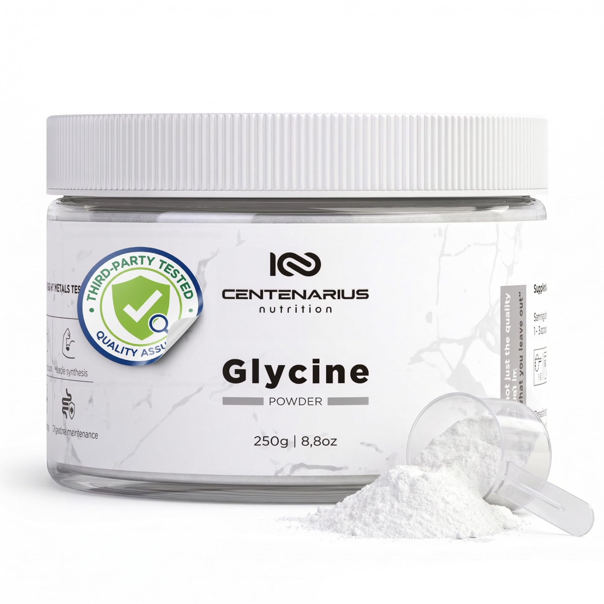 Premium Glycine Powder 250g | Amino Acids Supplement for Post Workout Muscle Recovery, Digestion, Sleep Aid + More - Vegan, Additive-Free
