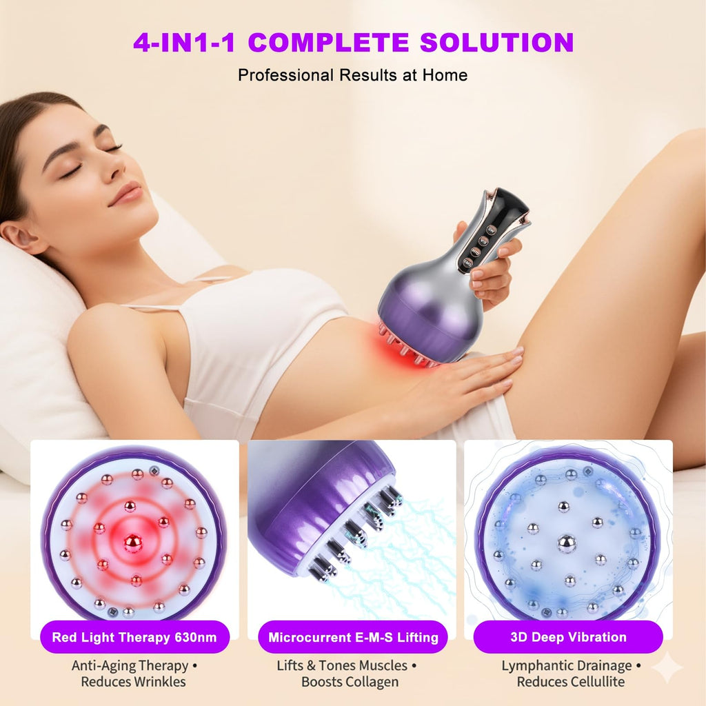 VEZURZO 4-in-1 Lymphatic Drainage Massager & Cellulite Massage Tool, 35-Speed Fascia Blaster for Body Sculpting Pain Relief Face Legs Arms Belly Neck, 90Min Battery Wireless Portable VEZURZO buy supplements Au