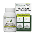 Supplement bottle and packaging of BioOptimizers Magnesium Breakthrough on a white background
