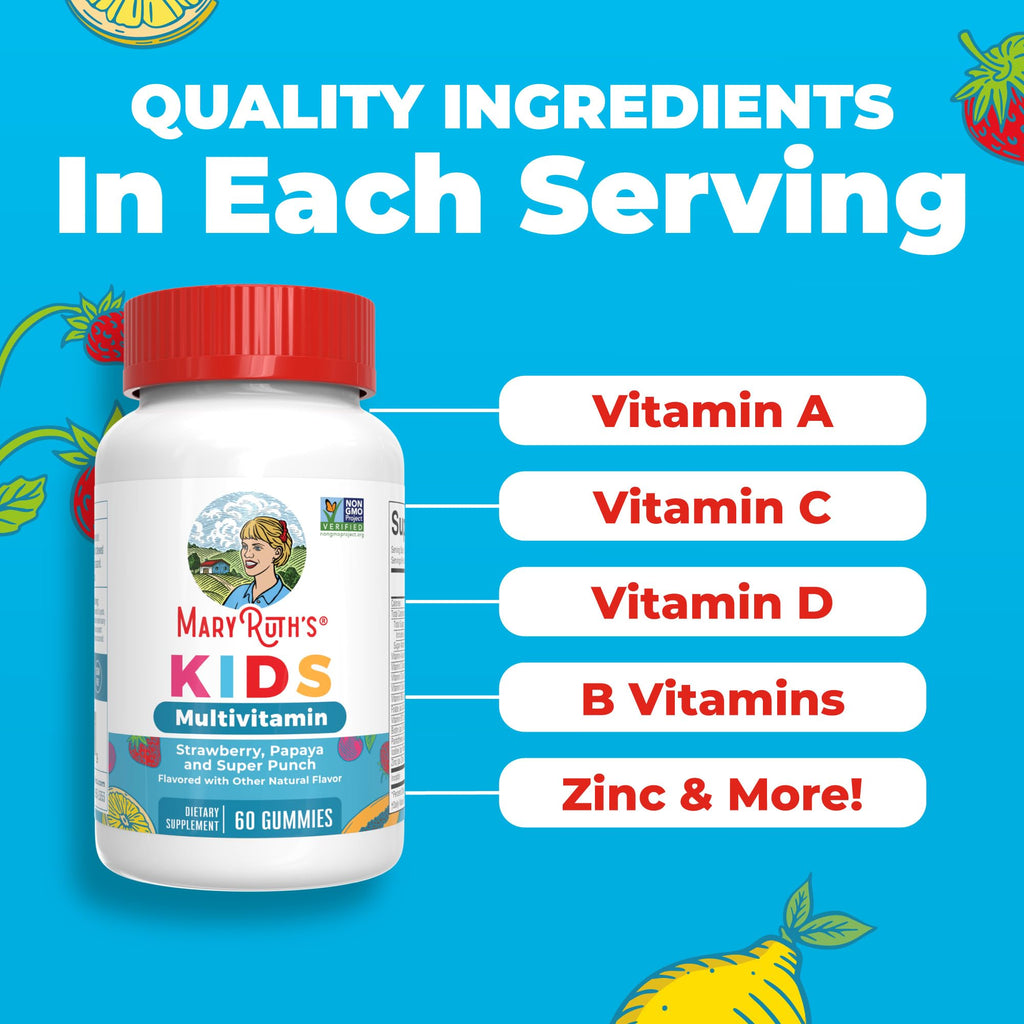 MARYRUTH'S Kids Vitamins | Multi | Sugar Free | 2 Month Supply | Kids Multivitamin Gummies for Ages 2+ | Vegan | Only 1 Gummy a Day | 60 Count