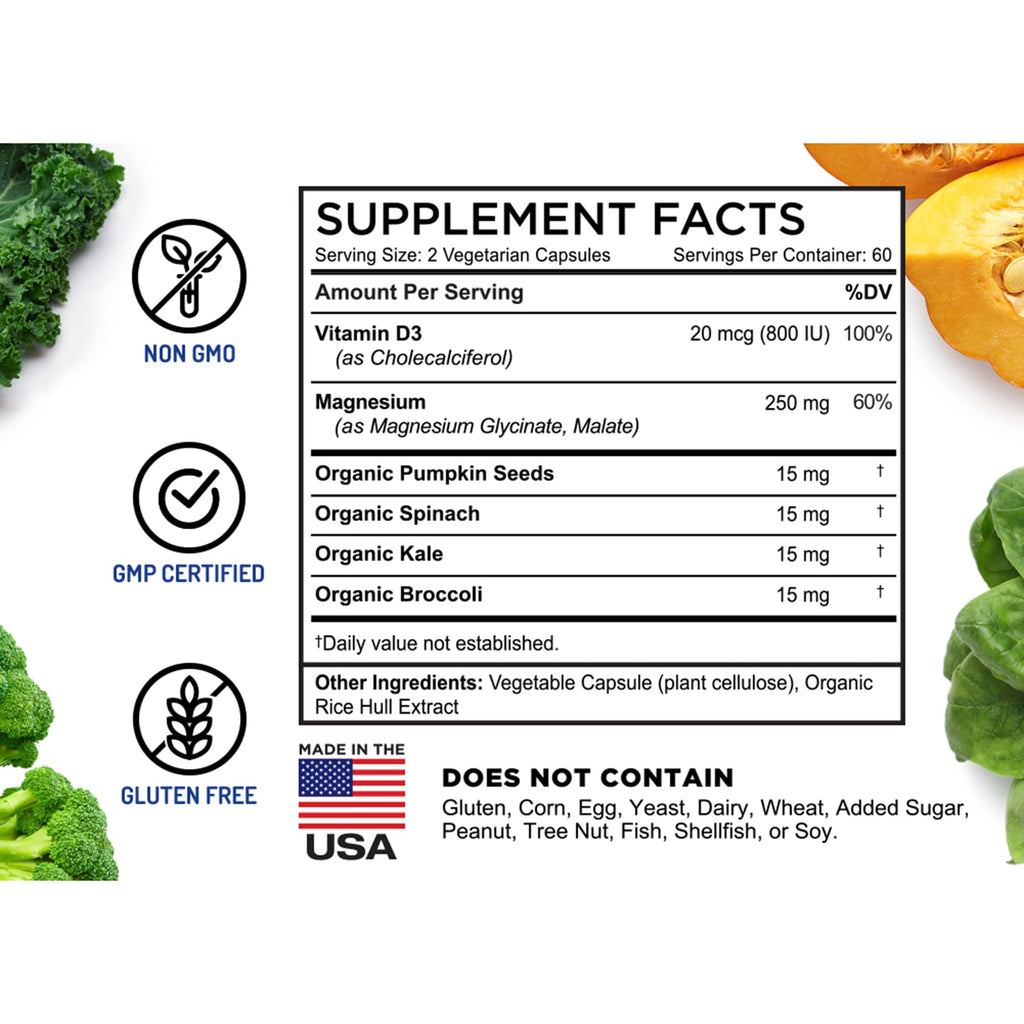 FarmHaven Magnesium Complex –Magnesium Glycinate & Malate w/Vitamin D3, 100% Chelated for Max Absorption, Vegetarian – Bone Health, Nerves, Muscles, 120 Capsules, 60 Days FarmHavenBuy Supplements Australia