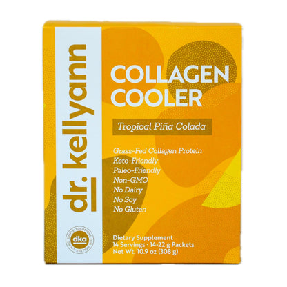 Dr. Kellyann Collagen Cooler – Tropical Pina Colada | 15g Grass-Fed Collagen Protein per Serving | Keto & Paleo Friendly,