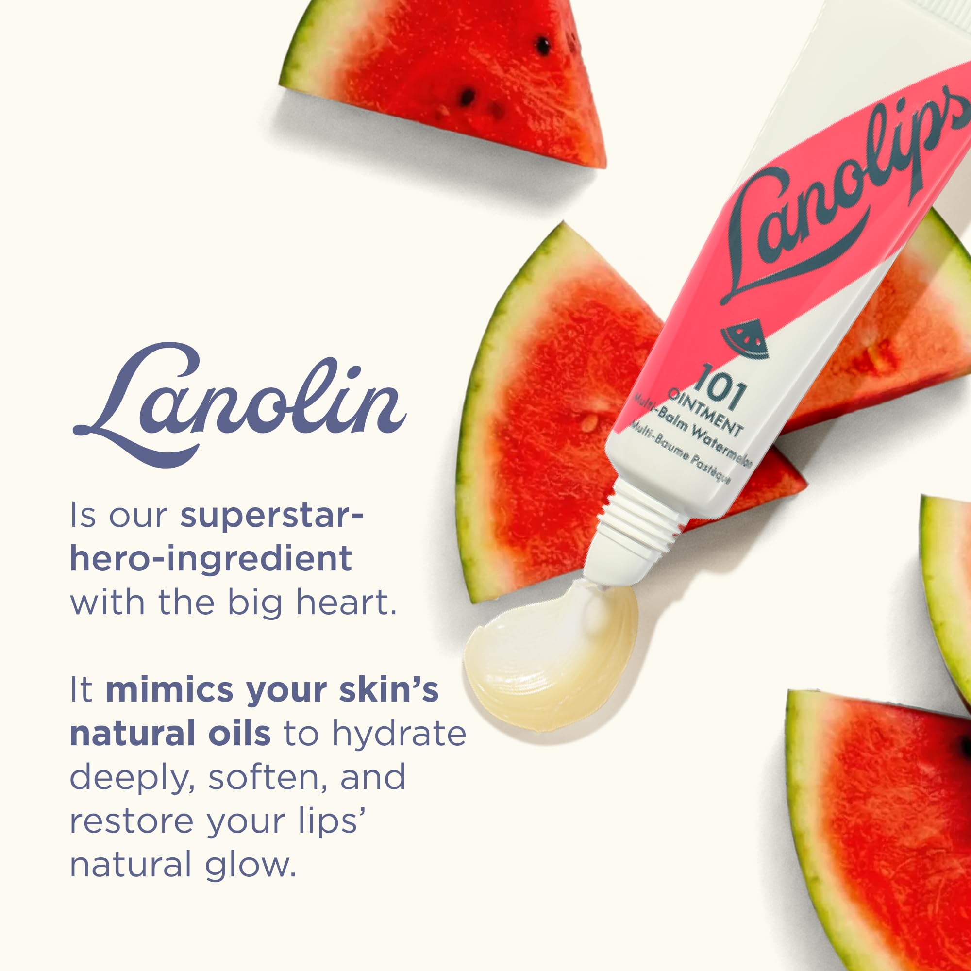 Lanolin 101 Multipurpose Ointment - Lanolin Lip Balm & Healing Ointment for Skin Barrier Repair - Moisturizer for Dry Lips, Cuticles & Elbows - No Petroleum Formula - Watermelon (0.35 oz) LanolipsBuy Supplements Australia