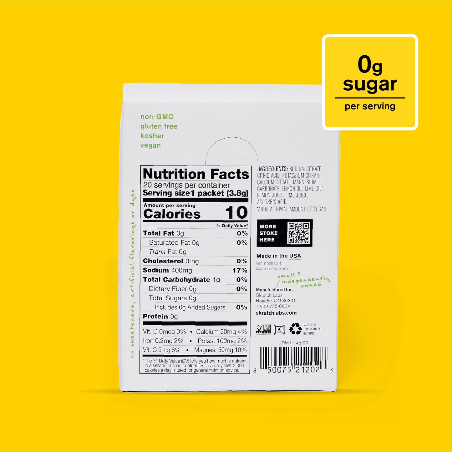 Skratch Labs Unsweetened Hydration Sport Drink Mix | Sugar Free | Electrolytes Booster | Lemon + Lime Bundle | Non-GMO, Vegan, Kosher, Keto, Paleo