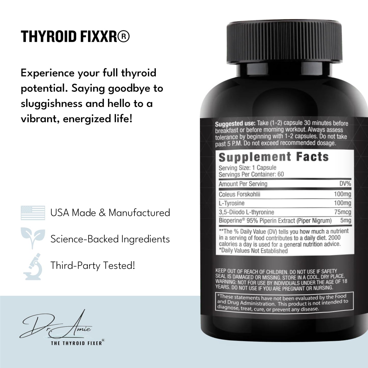 Fixxr Thyroid Support by Dr. Amie | T2 Thyroid Supplement | 30 Day Supply, 60 Capsules Fixxr buy supplements Au