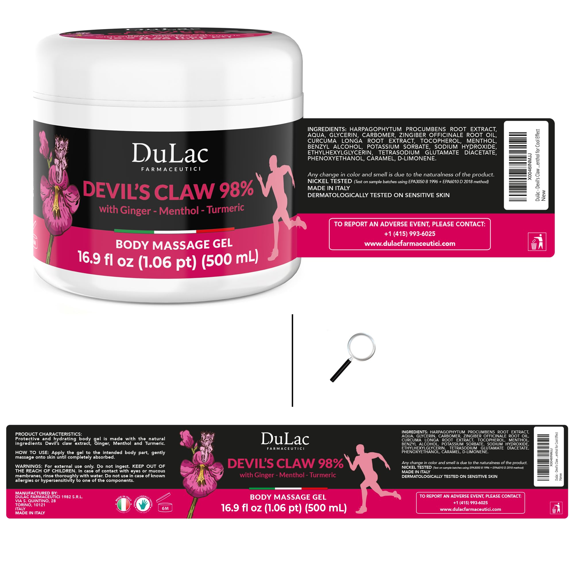 Dulac - Devil's Claw 98% Cream Maximum Strength 16.9 Fl Oz, Natural Joint and Muscle Comfort Cream, Enriched with Menthol for Cool Effect DULÀC FARMACEUTICI 1982Buy Supplements Australia