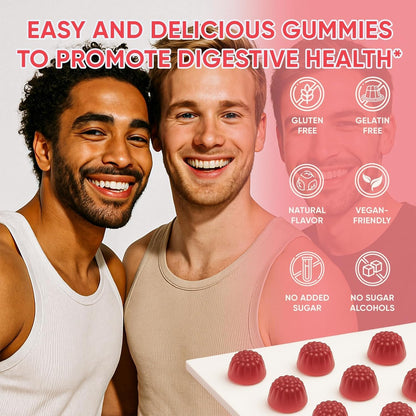 6525080 Clean Prebiotic Fiber Gummy, Clean Fiber Gummies for Men, Men Prebiotic Supplement for Digestive Gut Health, Non-GMO, 60 Gummies