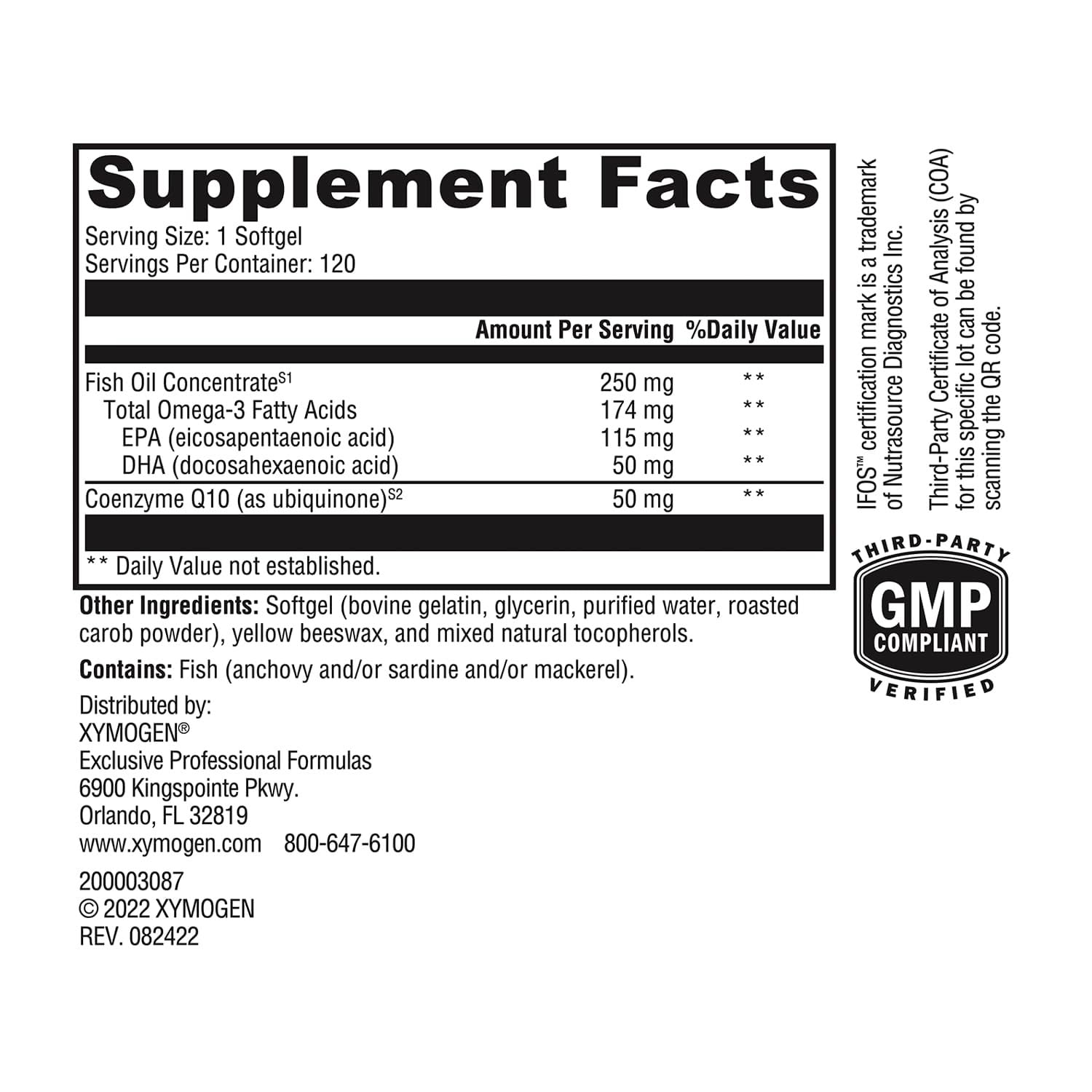 XYMOGEN CoQmax Omega 50 mg - Dual-Action Heart Health Support - CoQ10 Plus Fish Oil Omega-3 - MaxSimil Monoglyceride EPA DHA - Enhanced Absorption - 120 Softgels XYMOGEN buy supplements Au