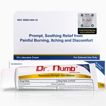 Dr. Numb 5% Lidocaine Numbing Cream, Nonprescription Maximum Strength Topical Anesthetic Cream - Temporary Relief of Pain, Itch, Discomfort for Hemorrhoid and Anorectal Uses - 10g Pack of 1 Dr. NumbBuy Supplements Australia