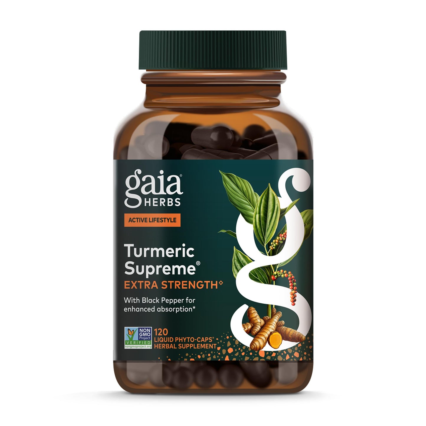 Gaia Herbs Turmeric Supreme Extra Strength - Supports Occasional Discomfort from Normal Wear & Tear* - with Turmeric Curcumin & Black Pepper