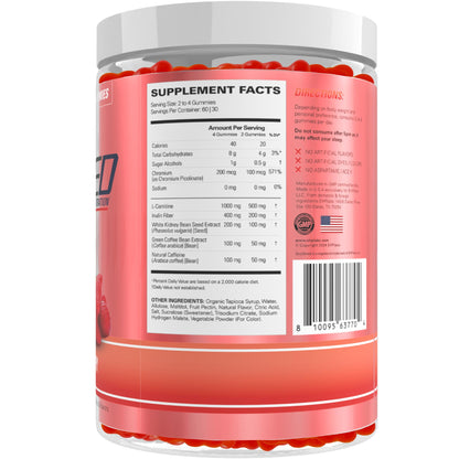 EHP Labs OxyShred Gummies - Pre Workout Gummies & Energy Chews with 100mg Caffeine, L-Carnitine for Thermo & Metabolic Support, All Natural Energy Boost
