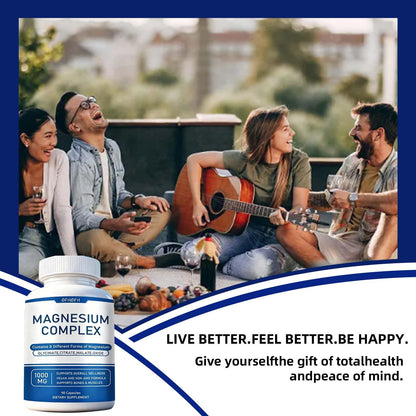 Magnesium Complex Supplement 8 Elemental - Magnesium Glycinate, Citrate, Malate, Oxide | Easy Absorption for Bones, Muscle, Energy, Vegan, Non-GMO 90 Capsules (1pc) OFHOFH buy supplements Au