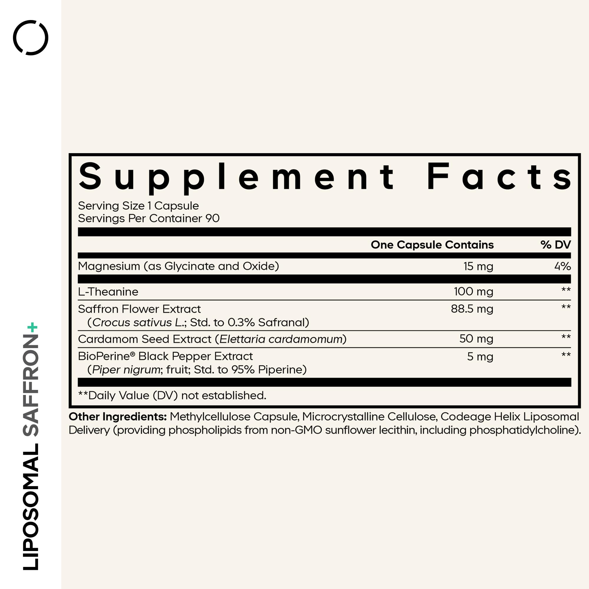 Codeage Liposomal Saffron+ Supplement - Saffron Extract, Magnesium, L-Theanine, Cardamom, BioPerine - 3-Month Supply - Kesar Spice, Liposomal Delivery - Non-GMO - 90 Capsules CodeageBuy Supplements Australia