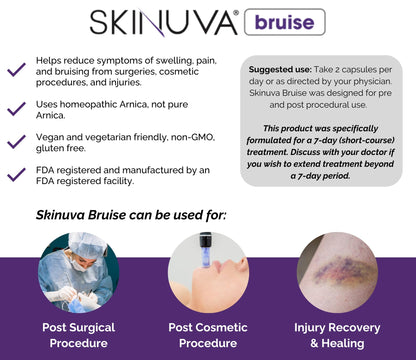 Skinuva® Bruise - Supplement for Bruising and Swelling - A Homeopathic Bruise Remedy Formulated with Arnica, Bromelain & Zinc - 14 Capsules (7-Day Treatment) SkinuvaBuy Supplements Australia