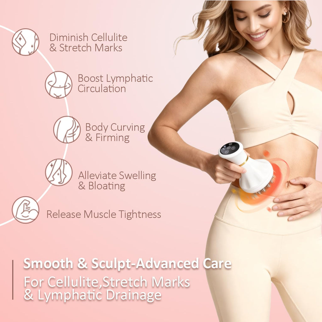 Lymphatic Drainage Massager & Anti Cellulite Massage Tool Helps Reduce Stretch Marks & Cellulite, Body Sculpting Machine For Legs, Arms & Belly with Microcurrent, Light, Heat & Vibration，With Body Oil FASCITONE buy supplements Au