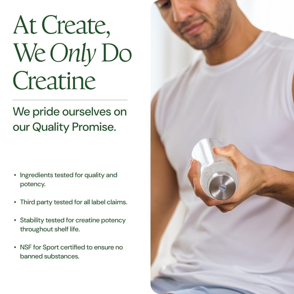 Create Creatine Monohydrate Powder - Creatine Travel Packets, Made with Creapure, 3rd Party Tested & NSF Certified for Sport, 30 Stick Packs, Unflavored