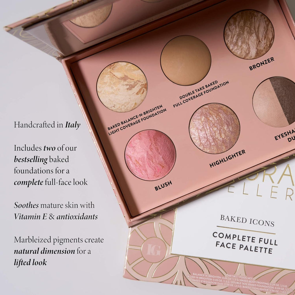 LAURA GELLER Baked Icons Complete Full Face Palette, Light | All-in-One Makeup Palette with Baked Foundations, Blush, Bronzer, Highlighter, Eyeshadows | Coverage for Mature Skin | Travel-Friendly LAURA GELLER NEW YORK buy supplements Au