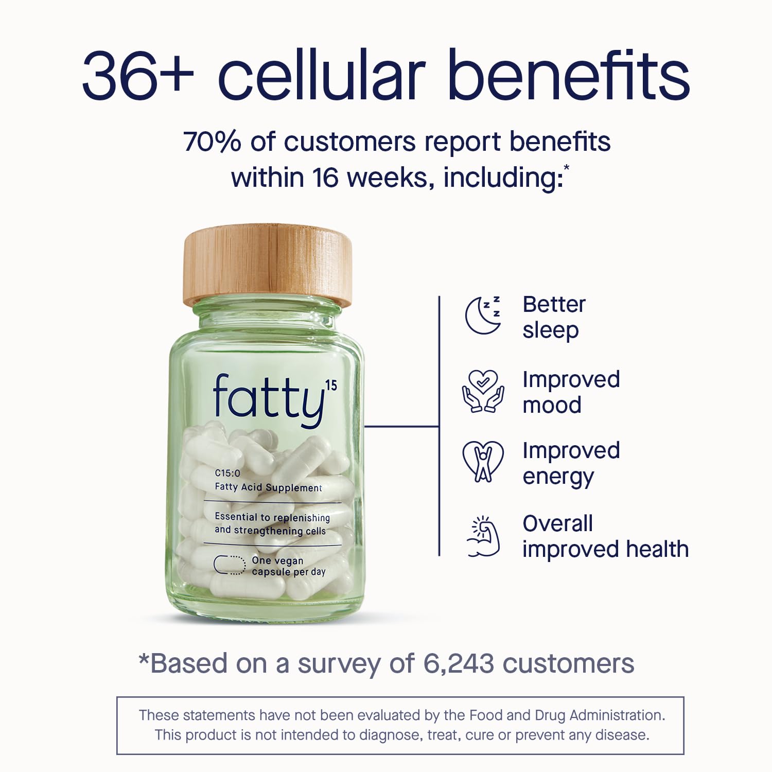 Fatty15 C15:0 Pentadecanoic Acid Supplement The Longevity Nutrient - 90 Vegan Capsules - 3X Cellular Benefits of Fish Oil EPA Omega 3 Supplements - Liver Support & Mitochondrial Health Fatty15 buy supplements Au