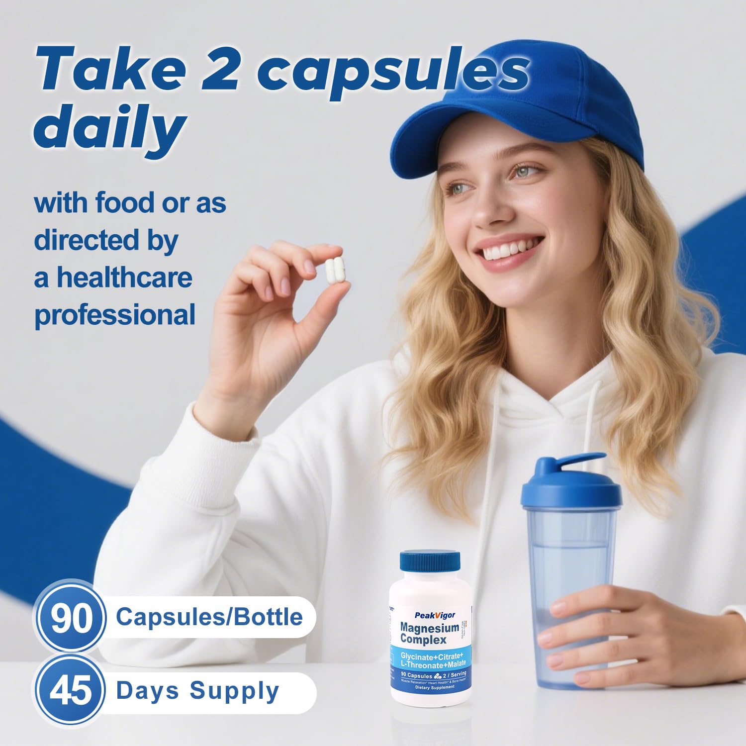 5 in 1 Magnesium Complex, 976mg Complex with Magnesium Glycinate, Citrate, Malate & L-Threonate, Vitamin B6 for High Absorption, Third Party Tested, Gluten-Free, Easy-Swallow Vegan Capsule PeakVigor buy supplements Au