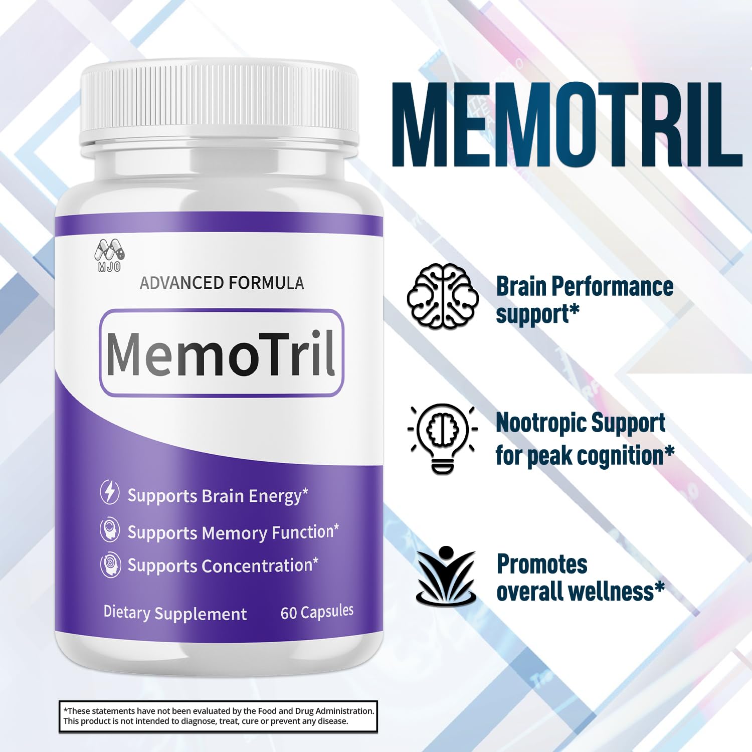 (3 Pack) Memotril Capsules, Official Memo Tril Supplement Pills with All Natural Ingredients, Advanced Memotril for Brain Health & Wellness Support with Premium Vitamins for Women & Men (180 Capsules) MJO buy supplements Au