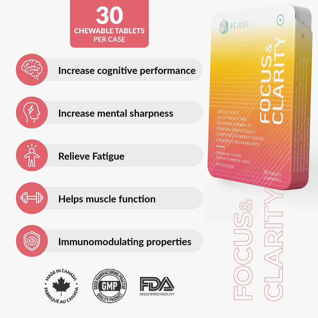 REJUVE+ Focus & Clarity Nootropic Supplement – Brian Boost | L-Theanine, Caffeine, Lion’s Mane, Magnesium, Vitamin B6 & B12 | Brain Support, Memory, Focus & Energy | Mint Flavor (30 Chewables) (1) REJUVE+ buy supplements Au