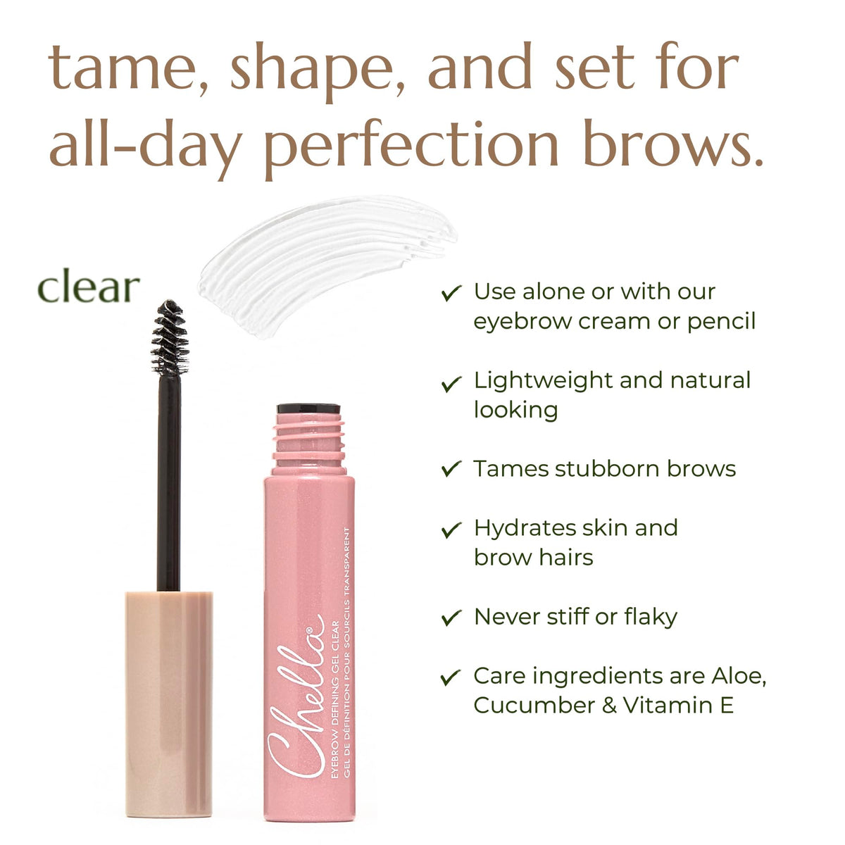 Chella Eyebrow Gel, Defining Clear Eyebrow Gel - Lightweight Formula for Natural, Long Lasting Makeup - Vegan, Cruelty Free, Paraben Free, Gluten Free ChellaBuy Supplements Australia