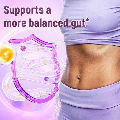 Migcopat 10G Fiber Gummies with 30 Billion CFU Probiotics, Grape Flavor, Bloating Support, Fiber Supplement with Vitamin C,