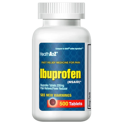 HealthA2Z® Ibuprofen 200mg | 500 Counts | Pain Relief | Body Aches | Headache | Arthritis | Cramps | Back Pain | Fever Reducer… (500 Count) HealthA2ZBuy Supplements Australia
