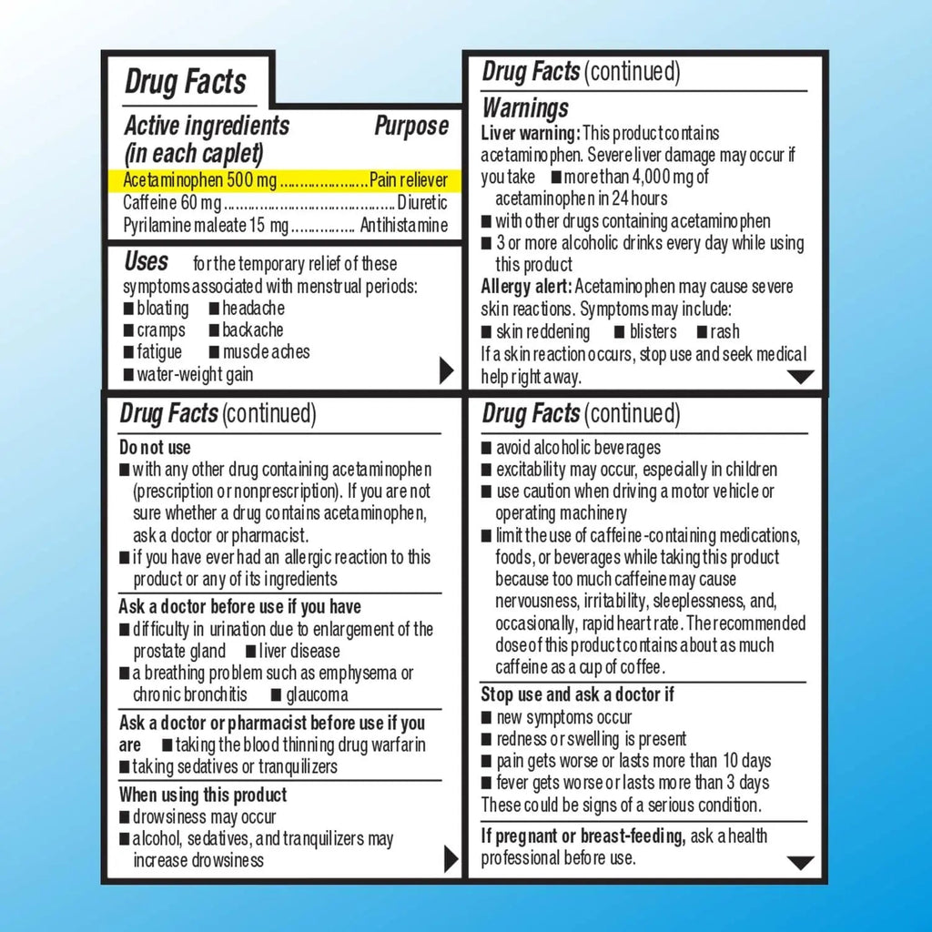 Quality Choice Menstrual Complete Max Strength Period Pain Relief, 500 mg of Acetaminophen, 60mg of Caffeine, 15mg of Pyrilamine Maleate, Cramps, Bloating, Headache. 24 Count. Quality ChoiceBuy Supplements Australia
