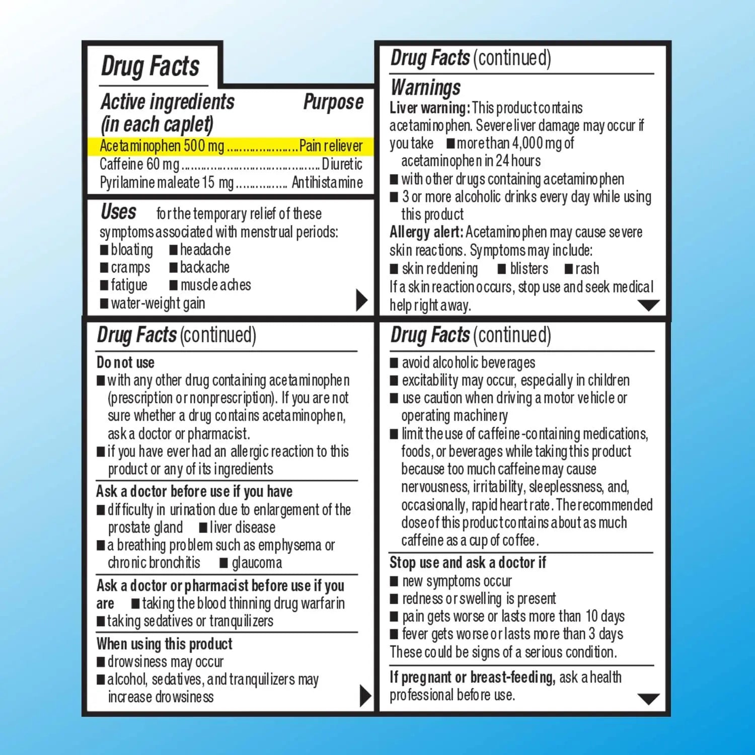 Quality Choice Menstrual Complete Max Strength Period Pain Relief, 500 mg of Acetaminophen, 60mg of Caffeine, 15mg of Pyrilamine Maleate, Cramps, Bloating, Headache. 24 Count. Quality ChoiceBuy Supplements Australia