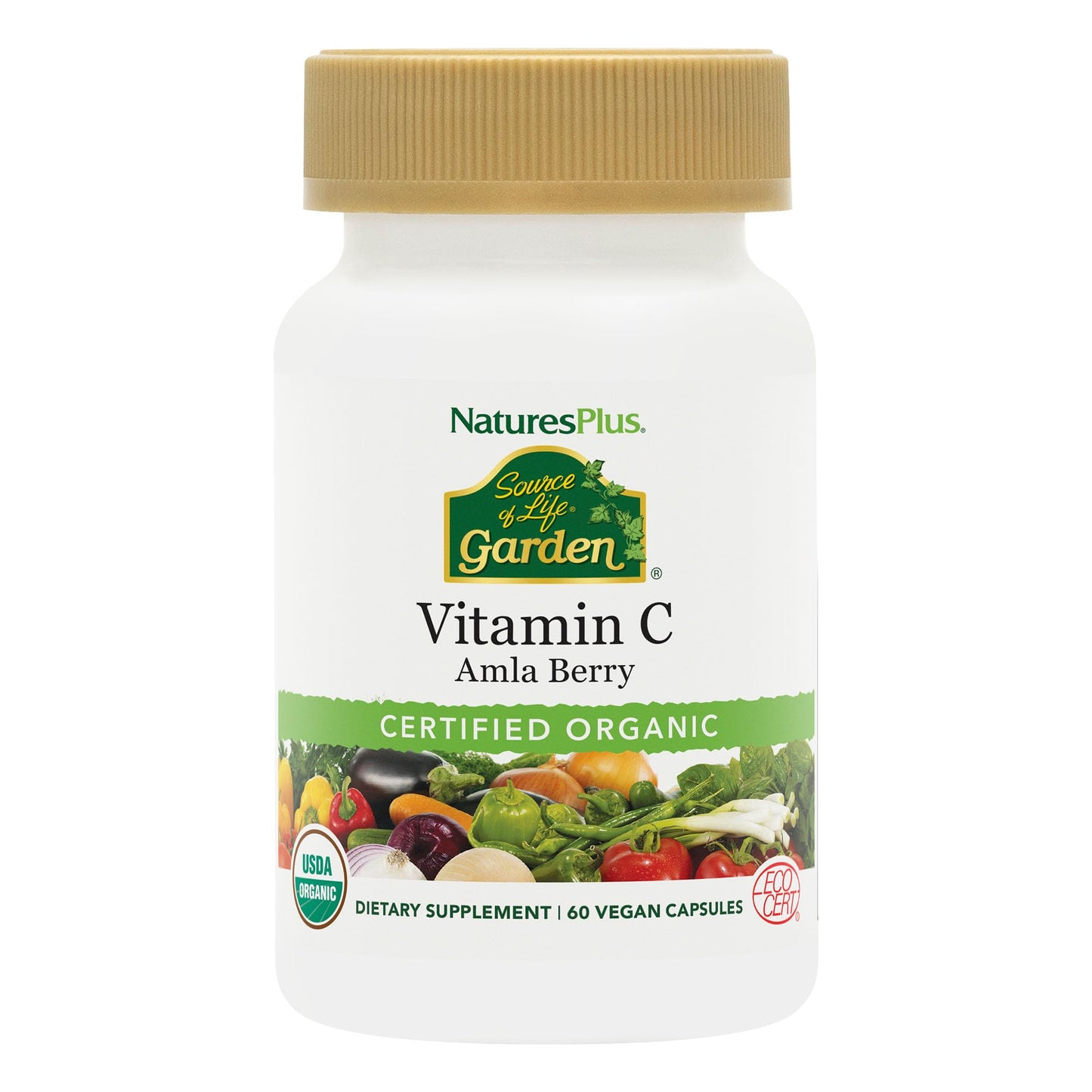 NaturesPlus Source of Life Garden Vitamin C - 60 Capsules - Immune System Support - USDA Certified Organic, Non-GMO, Vegan, Gluten Free - 30 Servings NaturesPlusBuy Supplements Australia